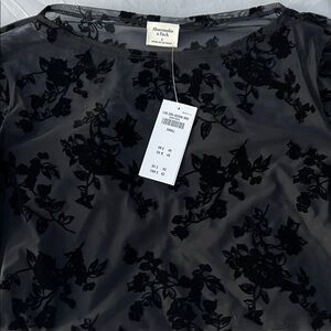 Floral Black Mesh Women's Top
